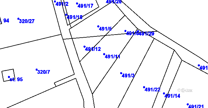 Parcela st. 491/11 v KÚ Strkovice, Katastrální mapa