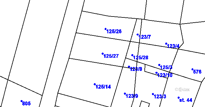 Parcela st. 125/27 v KÚ Strkovice, Katastrální mapa