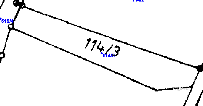 Parcela st. 114/3 v KÚ Strkovice, Katastrální mapa