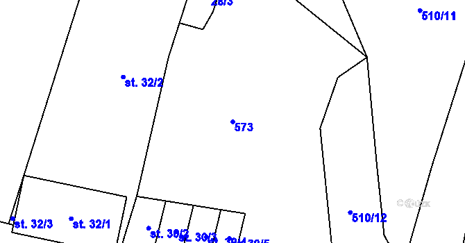 Parcela st. 573 v KÚ Strkovice, Katastrální mapa