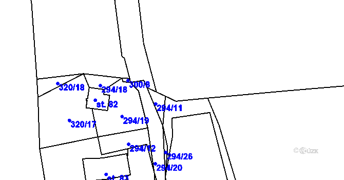 Parcela st. 294/46 v KÚ Strkovice, Katastrální mapa