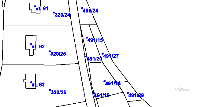 Parcela st. 491/27 v KÚ Strkovice, Katastrální mapa