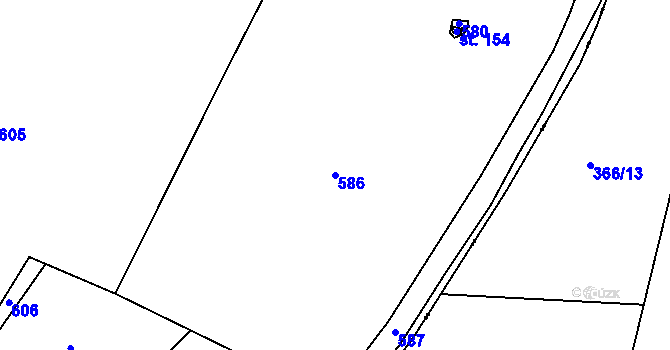 Parcela st. 586 v KÚ Strkovice, Katastrální mapa