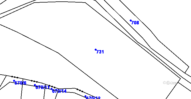 Parcela st. 731 v KÚ Strkovice, Katastrální mapa