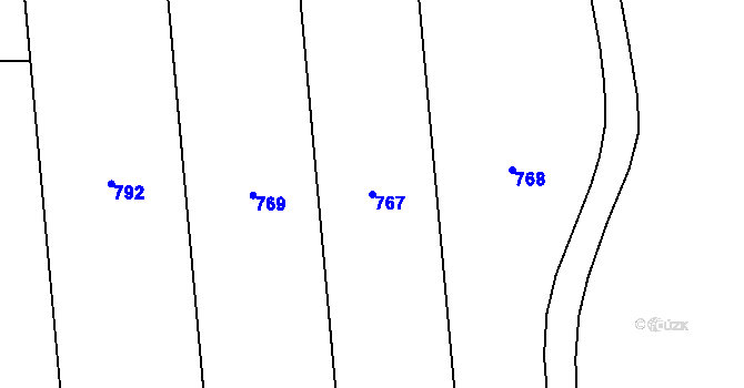 Parcela st. 767 v KÚ Strkovice, Katastrální mapa