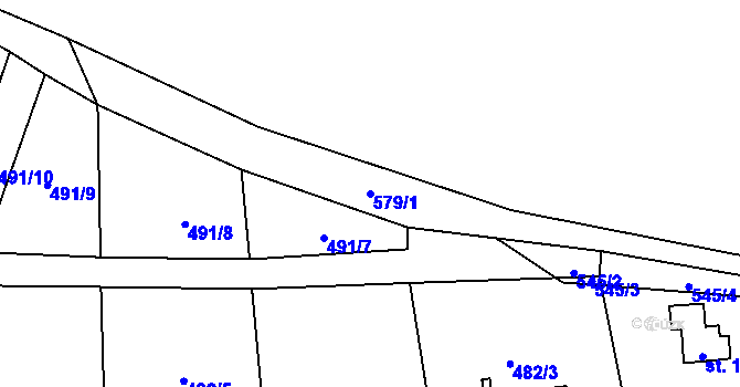 Parcela st. 579/1 v KÚ Strkovice, Katastrální mapa