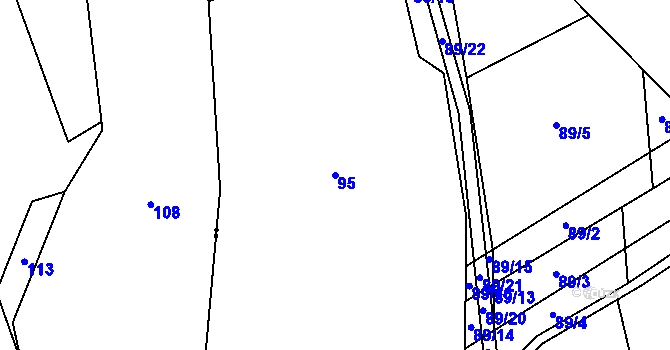 Parcela st. 95 v KÚ Jelcovy Lhotky, Katastrální mapa