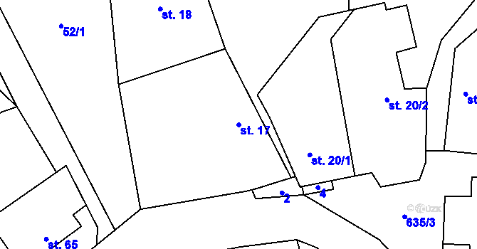 Parcela st. 17 v KÚ Strměchy, Katastrální mapa