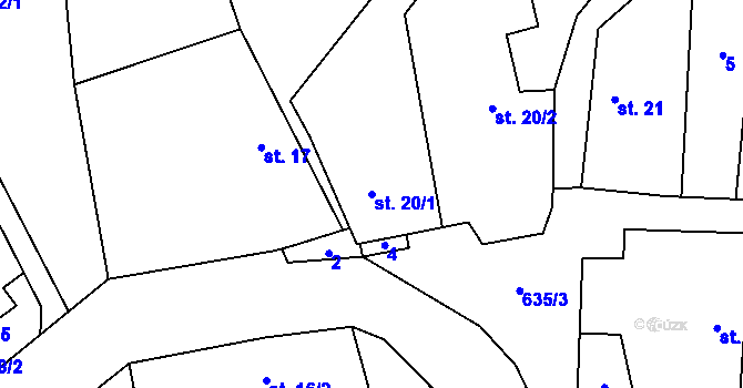 Parcela st. 20/1 v KÚ Strměchy, Katastrální mapa