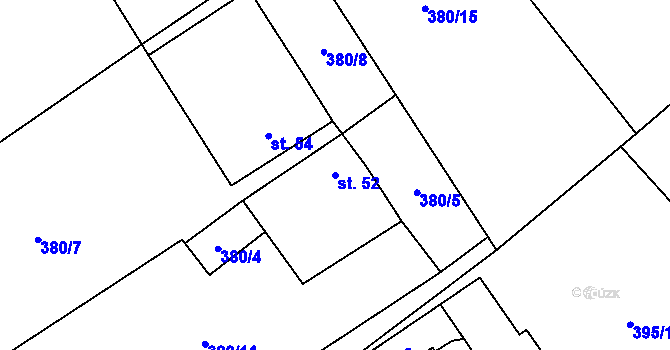 Parcela st. 52 v KÚ Strměchy, Katastrální mapa
