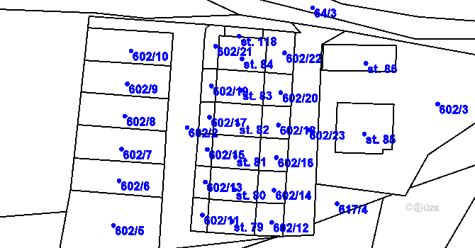 Parcela st. 82 v KÚ Strměchy, Katastrální mapa
