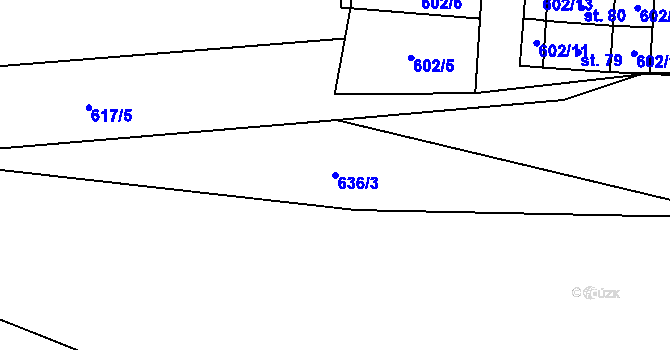 Parcela st. 636/3 v KÚ Strměchy, Katastrální mapa