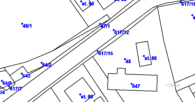 Parcela st. 617/15 v KÚ Strměchy, Katastrální mapa