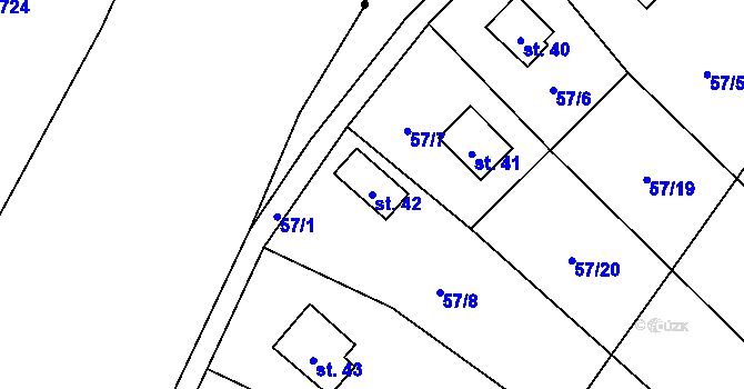 Parcela st. 42 v KÚ Leština u Strmilova, Katastrální mapa