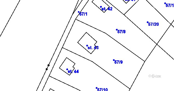 Parcela st. 43 v KÚ Leština u Strmilova, Katastrální mapa