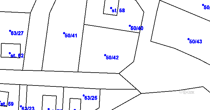 Parcela st. 50/42 v KÚ Leština u Strmilova, Katastrální mapa