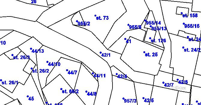 Parcela st. 42/1 v KÚ Nová Olešná, Katastrální mapa