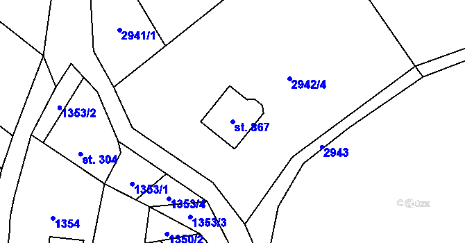 Parcela st. 867 v KÚ Strmilov, Katastrální mapa
