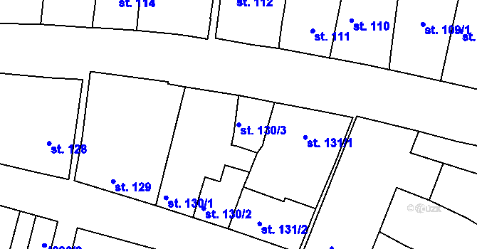 Parcela st. 130/3 v KÚ Strmilov, Katastrální mapa