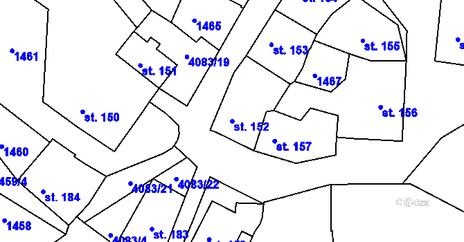 Parcela st. 152 v KÚ Strmilov, Katastrální mapa