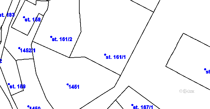 Parcela st. 161/1 v KÚ Strmilov, Katastrální mapa