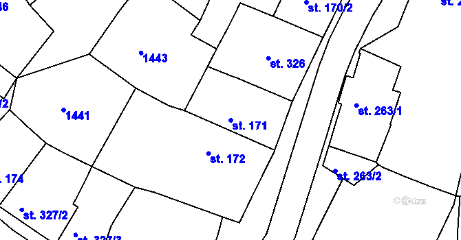 Parcela st. 171 v KÚ Strmilov, Katastrální mapa