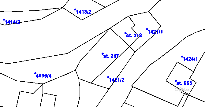 Parcela st. 217 v KÚ Strmilov, Katastrální mapa