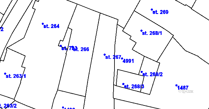 Parcela st. 267 v KÚ Strmilov, Katastrální mapa
