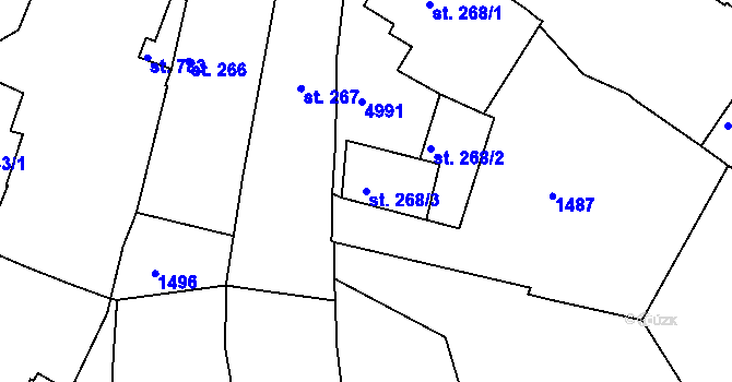 Parcela st. 268/3 v KÚ Strmilov, Katastrální mapa