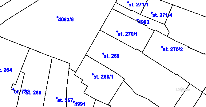 Parcela st. 269 v KÚ Strmilov, Katastrální mapa