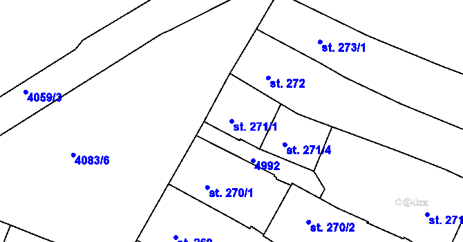 Parcela st. 271/1 v KÚ Strmilov, Katastrální mapa
