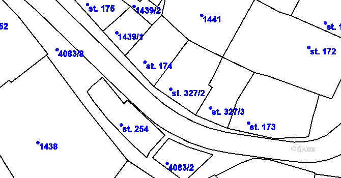 Parcela st. 327/2 v KÚ Strmilov, Katastrální mapa