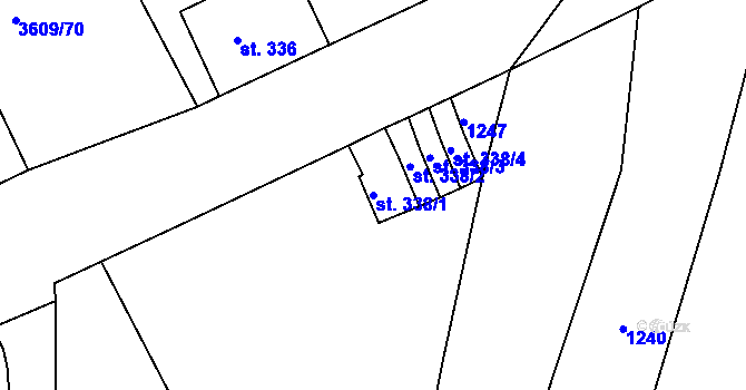 Parcela st. 338/1 v KÚ Strmilov, Katastrální mapa