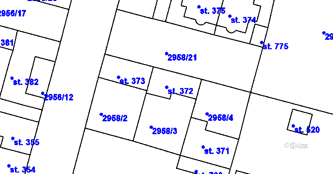 Parcela st. 372 v KÚ Strmilov, Katastrální mapa