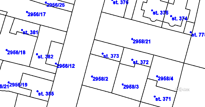 Parcela st. 373 v KÚ Strmilov, Katastrální mapa