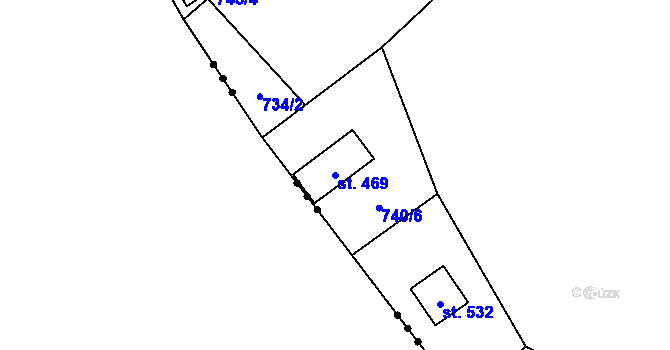 Parcela st. 469 v KÚ Strmilov, Katastrální mapa