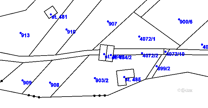 Parcela st. 484/1 v KÚ Strmilov, Katastrální mapa