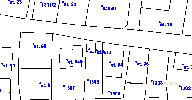 Parcela st. 513 v KÚ Strmilov, Katastrální mapa