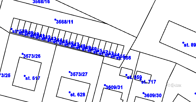 Parcela st. 553 v KÚ Strmilov, Katastrální mapa