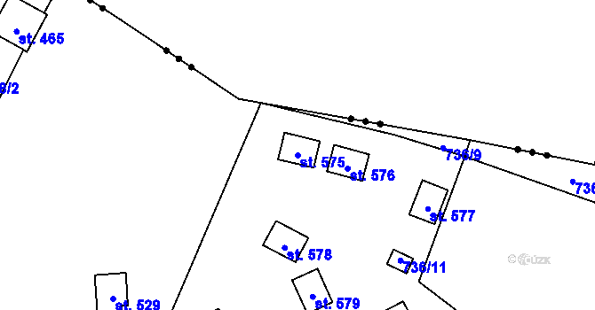Parcela st. 575 v KÚ Strmilov, Katastrální mapa