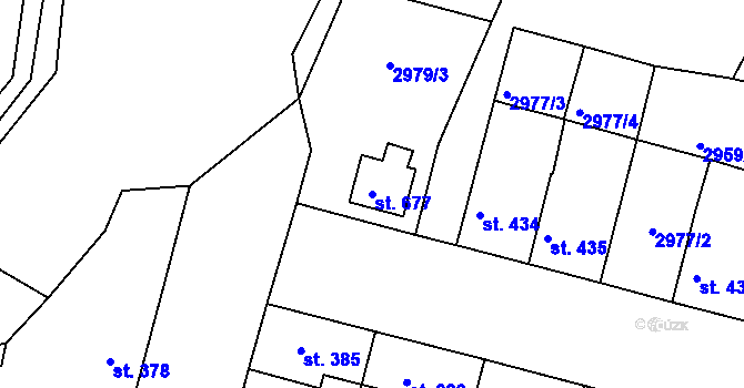 Parcela st. 677 v KÚ Strmilov, Katastrální mapa