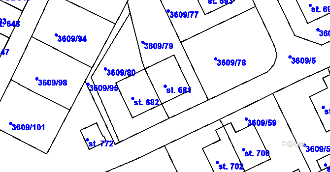 Parcela st. 681 v KÚ Strmilov, Katastrální mapa