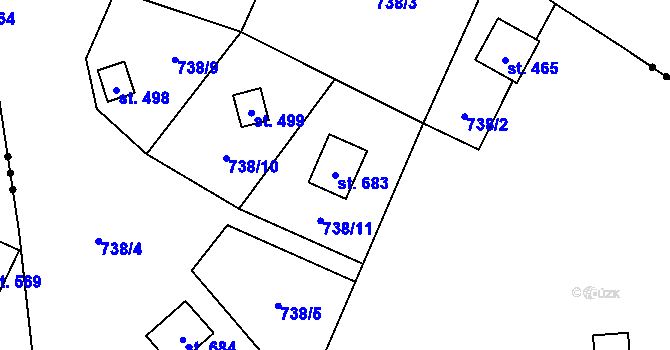 Parcela st. 683 v KÚ Strmilov, Katastrální mapa