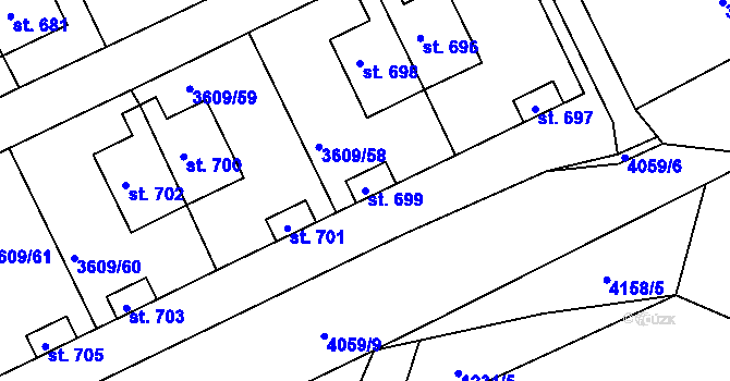 Parcela st. 699 v KÚ Strmilov, Katastrální mapa