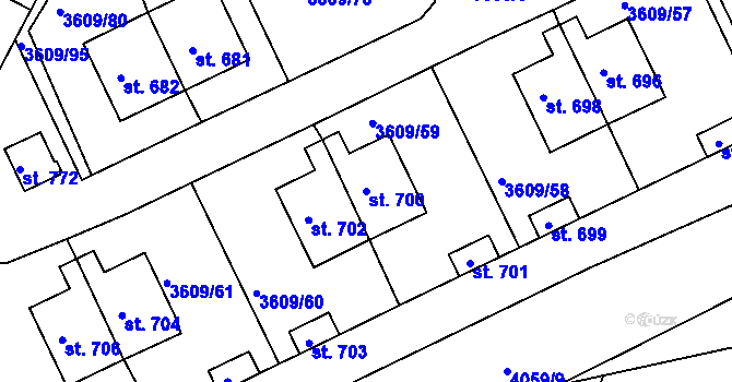 Parcela st. 700 v KÚ Strmilov, Katastrální mapa