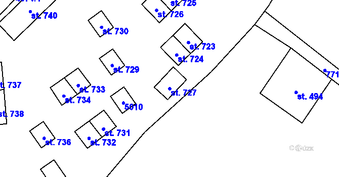Parcela st. 727 v KÚ Strmilov, Katastrální mapa