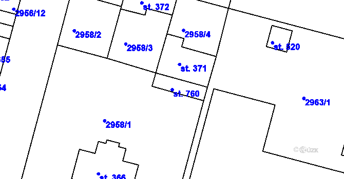 Parcela st. 760 v KÚ Strmilov, Katastrální mapa