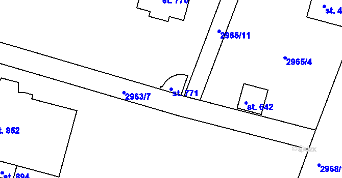 Parcela st. 771 v KÚ Strmilov, Katastrální mapa
