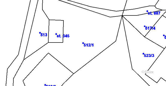 Parcela st. 512/1 v KÚ Strmilov, Katastrální mapa