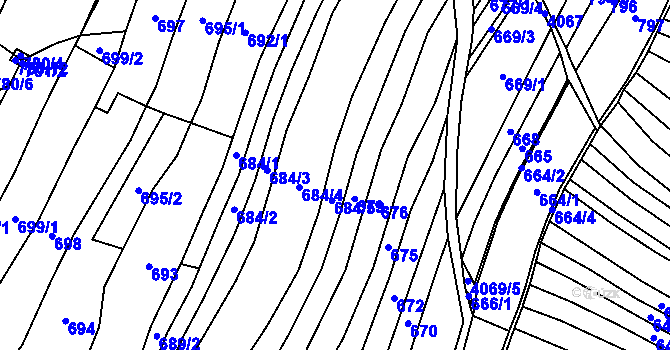 Parcela st. 684 v KÚ Strmilov, Katastrální mapa